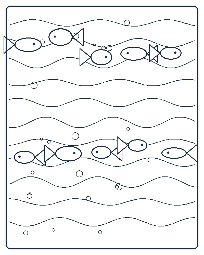 Ocean Pattern Coloring Page 14 line-art preview