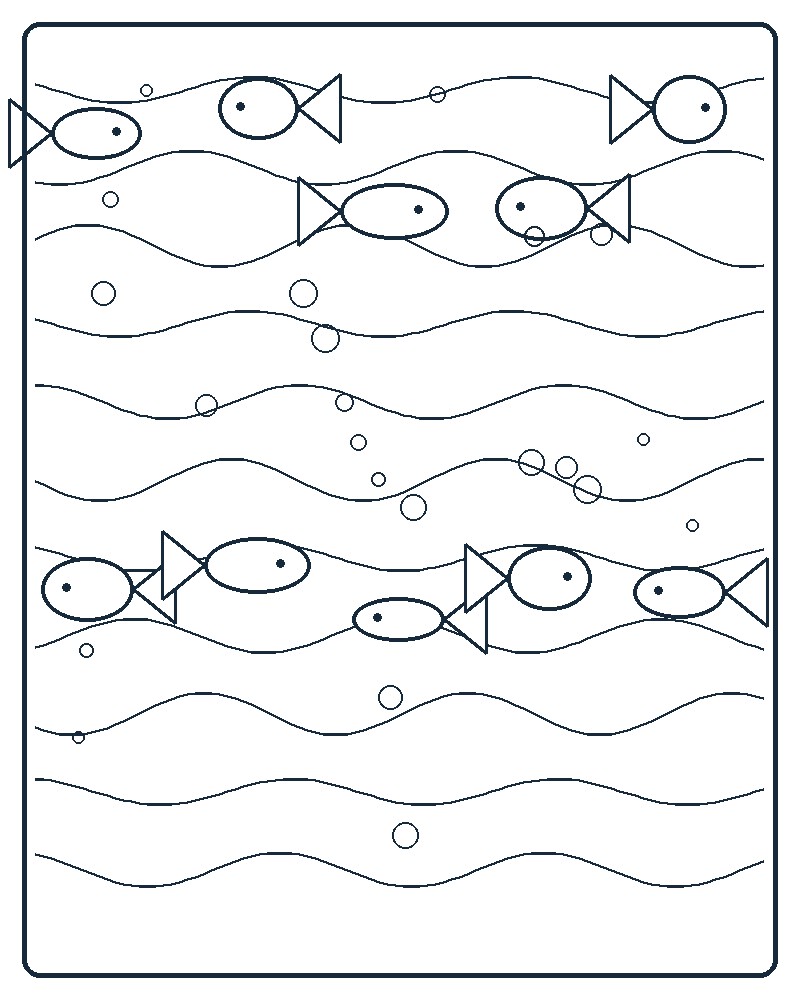 Ocean Pattern Coloring Page 28 line-art preview