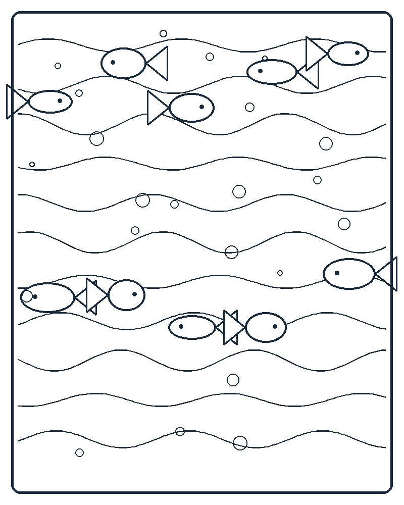 Ocean Pattern Coloring Page 35 line-art preview