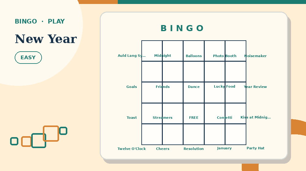 Actual new year Bingo activity preview from this puzzle page