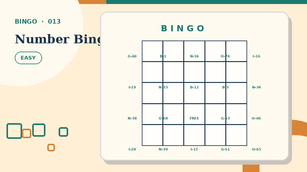 Actual number bingo Bingo activity preview from this puzzle page