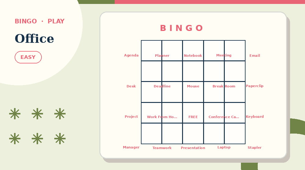 Actual office Bingo activity preview from this puzzle page