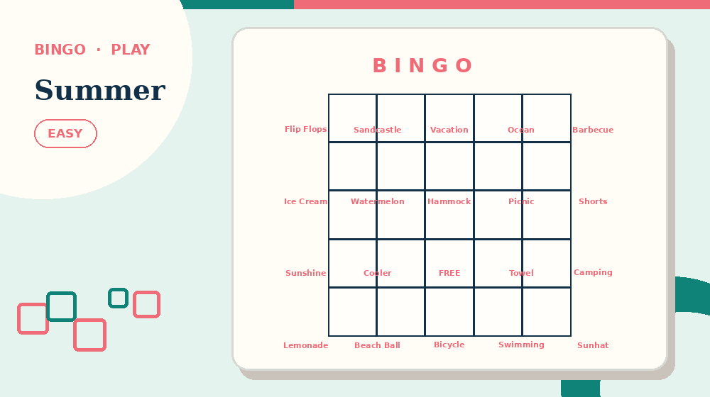 Actual summer Bingo activity preview from this puzzle page