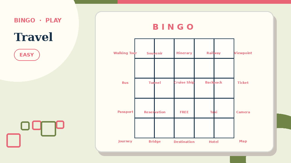 Actual travel Bingo activity preview from this puzzle page