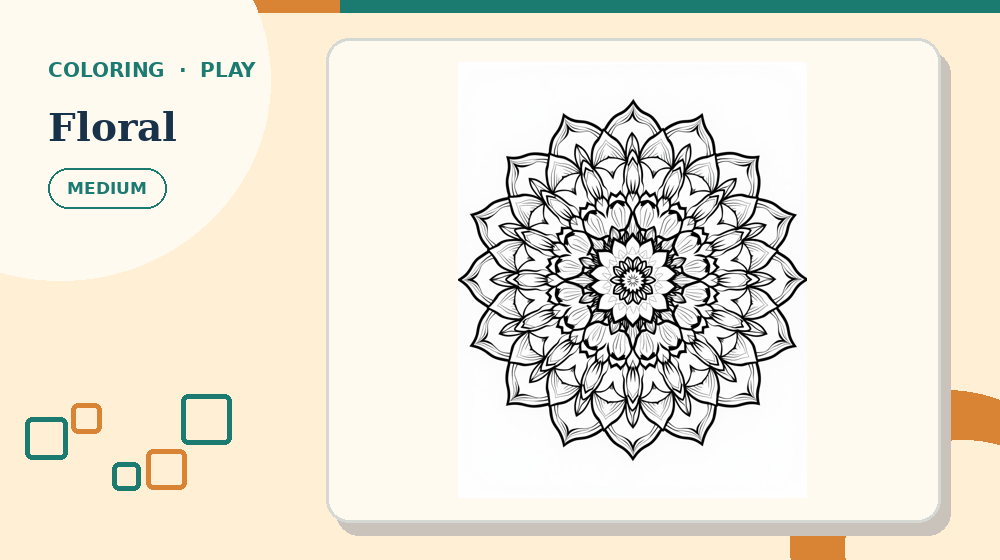 Actual floral Coloring Pages activity preview from this puzzle page