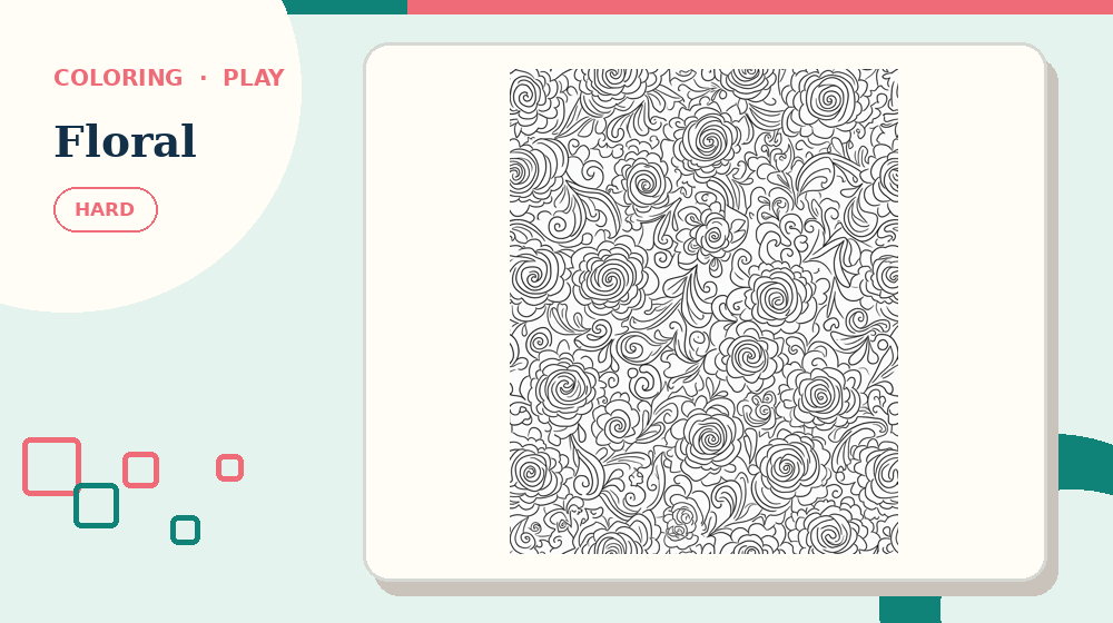Actual floral Coloring Pages activity preview from this puzzle page