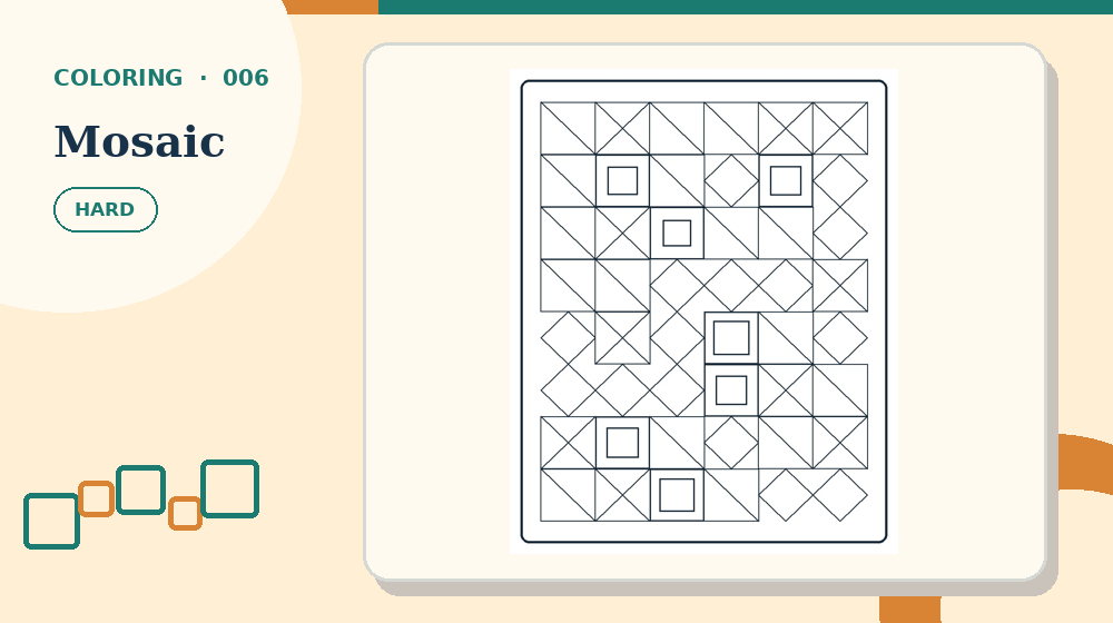 Actual mosaic Coloring Pages activity preview from this puzzle page