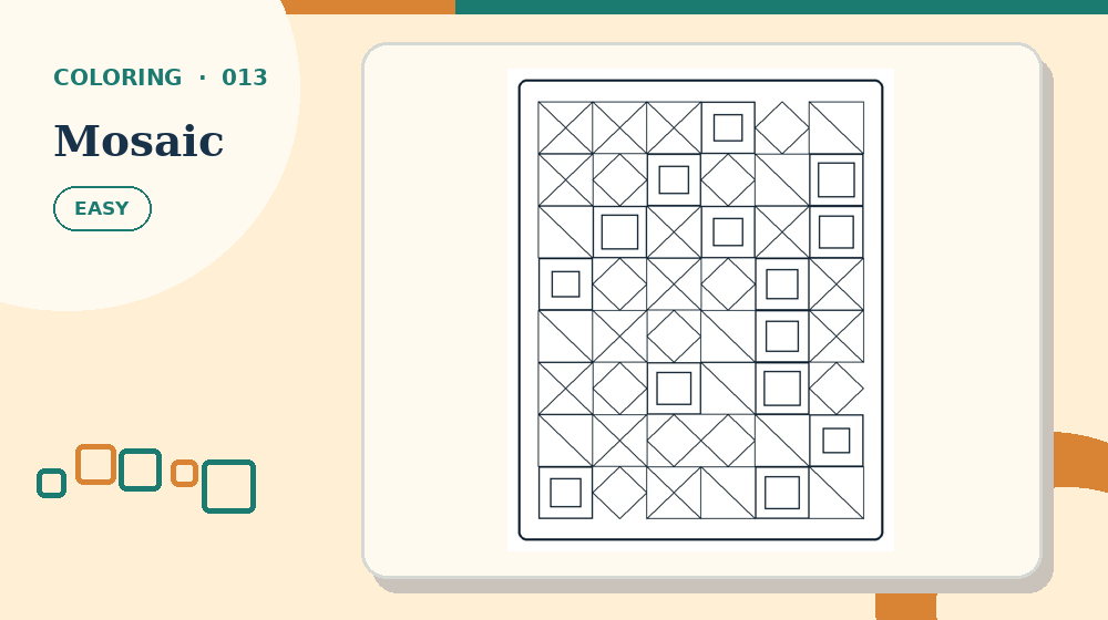 Actual mosaic Coloring Pages activity preview from this puzzle page