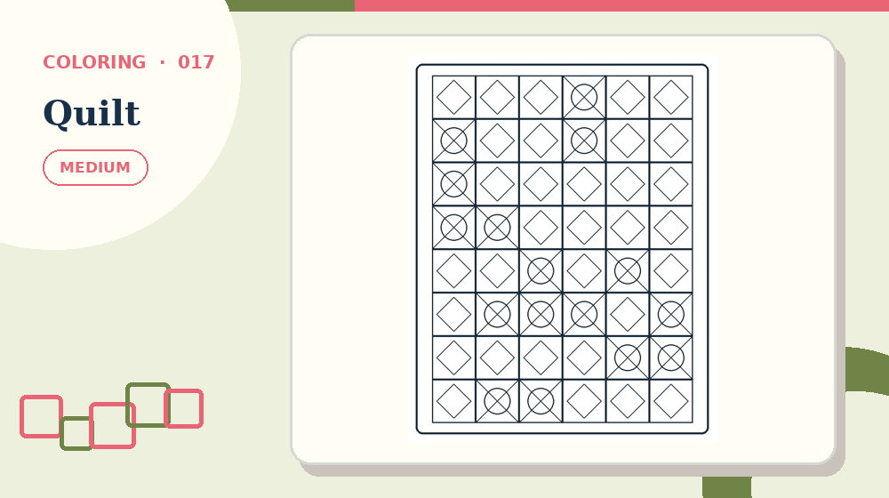 Actual quilt Coloring Pages activity preview from this puzzle page