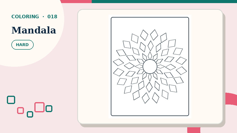 Actual mandala Coloring Pages activity preview from this puzzle page