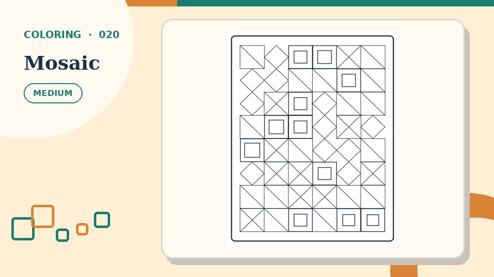 Actual mosaic Coloring Pages activity preview from this puzzle page