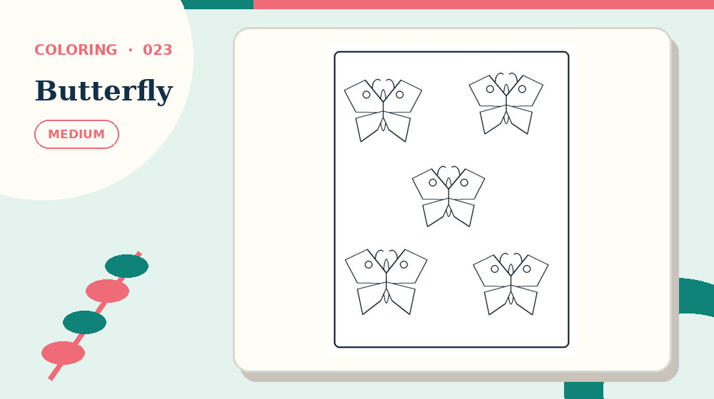 Actual butterfly Coloring Pages activity preview from this puzzle page