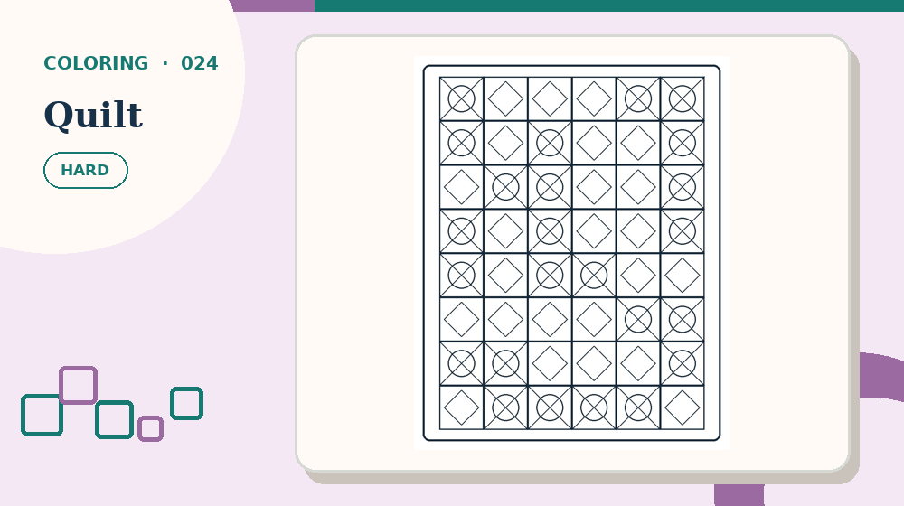 Actual quilt Coloring Pages activity preview from this puzzle page