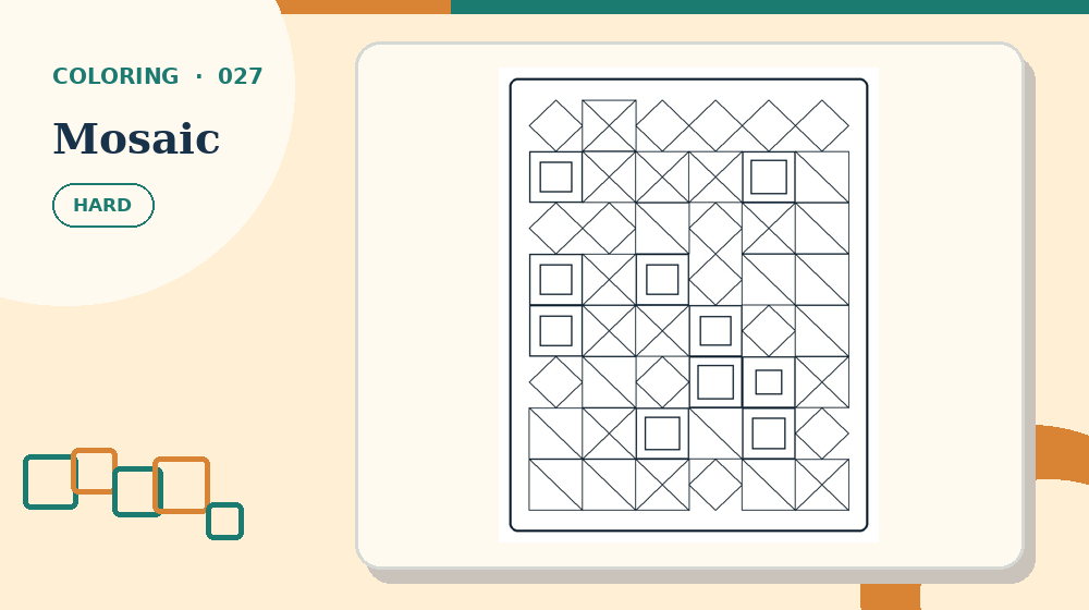 Actual mosaic Coloring Pages activity preview from this puzzle page