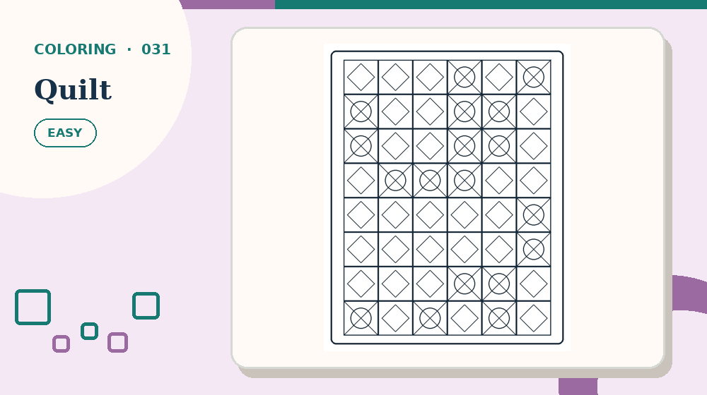 Actual quilt Coloring Pages activity preview from this puzzle page