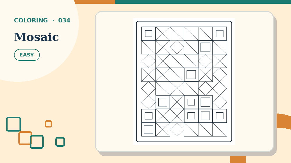 Actual mosaic Coloring Pages activity preview from this puzzle page