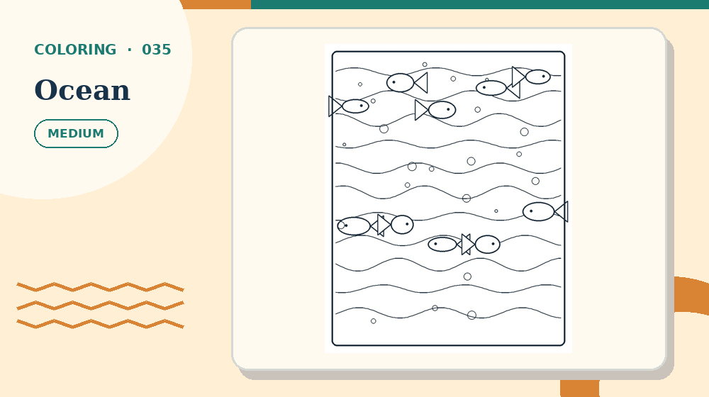 Actual ocean Coloring Pages activity preview from this puzzle page