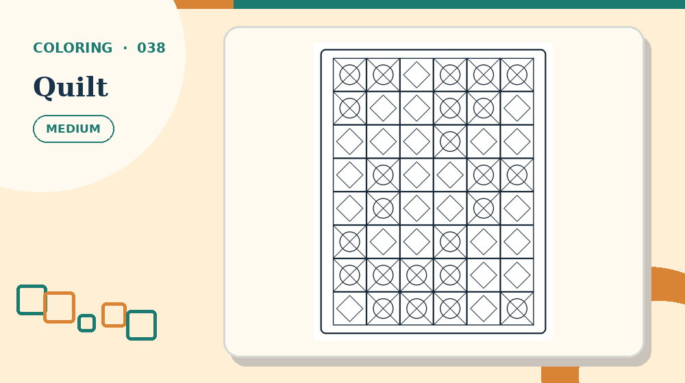 Actual quilt Coloring Pages activity preview from this puzzle page