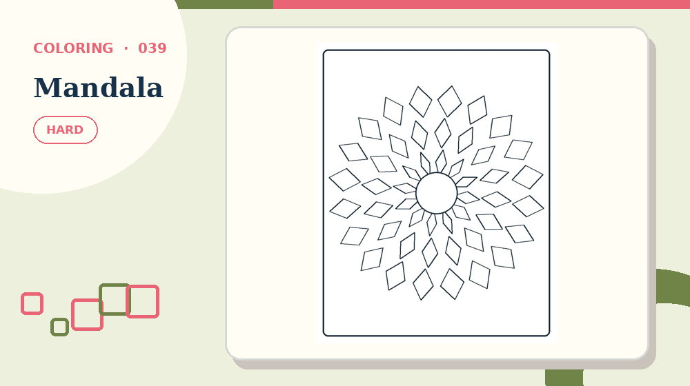 Actual mandala Coloring Pages activity preview from this puzzle page