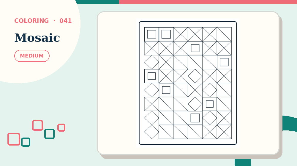 Actual mosaic Coloring Pages activity preview from this puzzle page