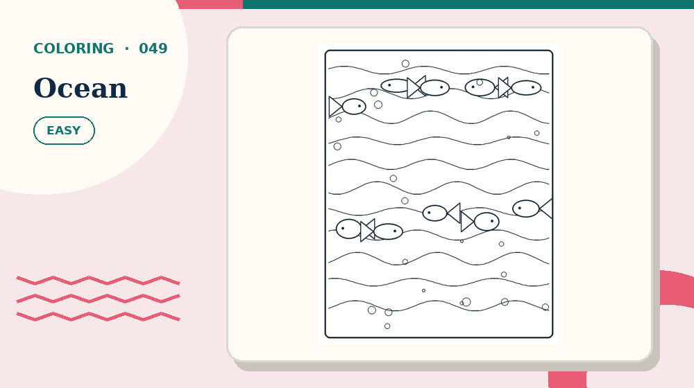 Actual ocean Coloring Pages activity preview from this puzzle page