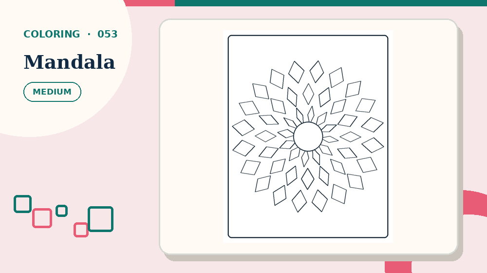 Actual mandala Coloring Pages activity preview from this puzzle page