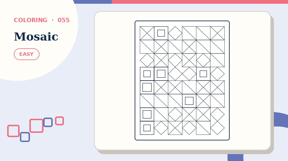 Actual mosaic Coloring Pages activity preview from this puzzle page