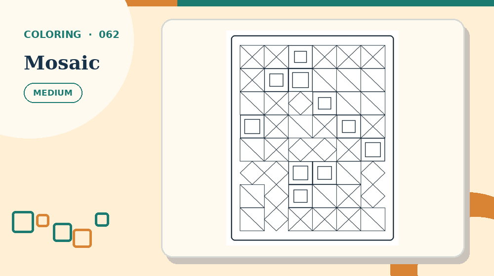 Actual mosaic Coloring Pages activity preview from this puzzle page