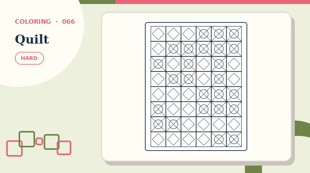 Actual quilt Coloring Pages activity preview from this puzzle page