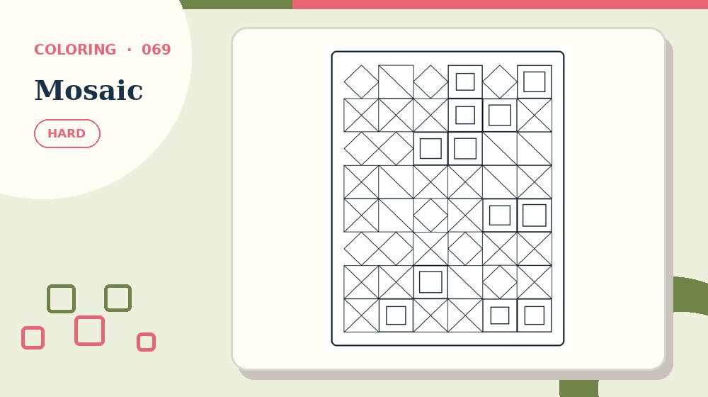 Actual mosaic Coloring Pages activity preview from this puzzle page