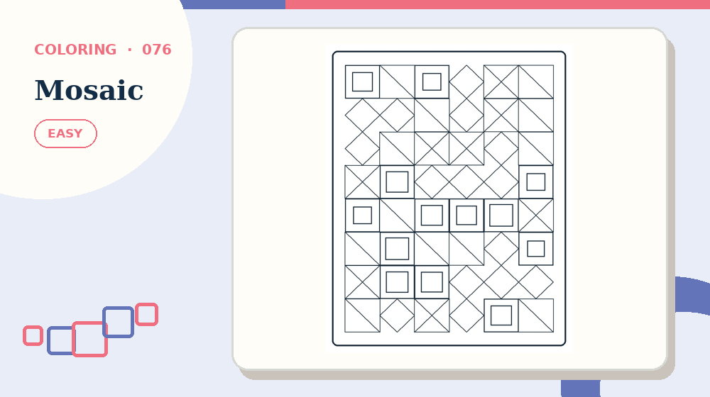Actual mosaic Coloring Pages activity preview from this puzzle page