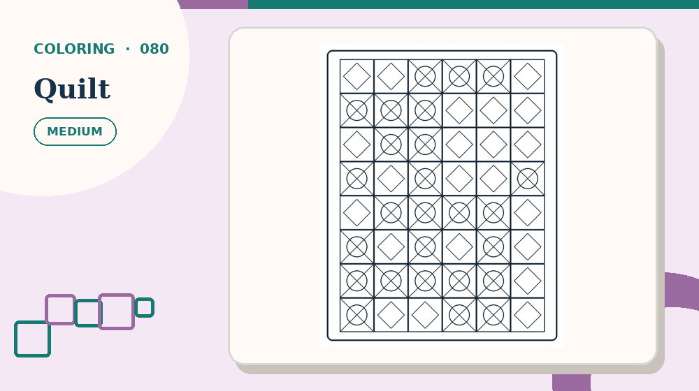 Actual quilt Coloring Pages activity preview from this puzzle page