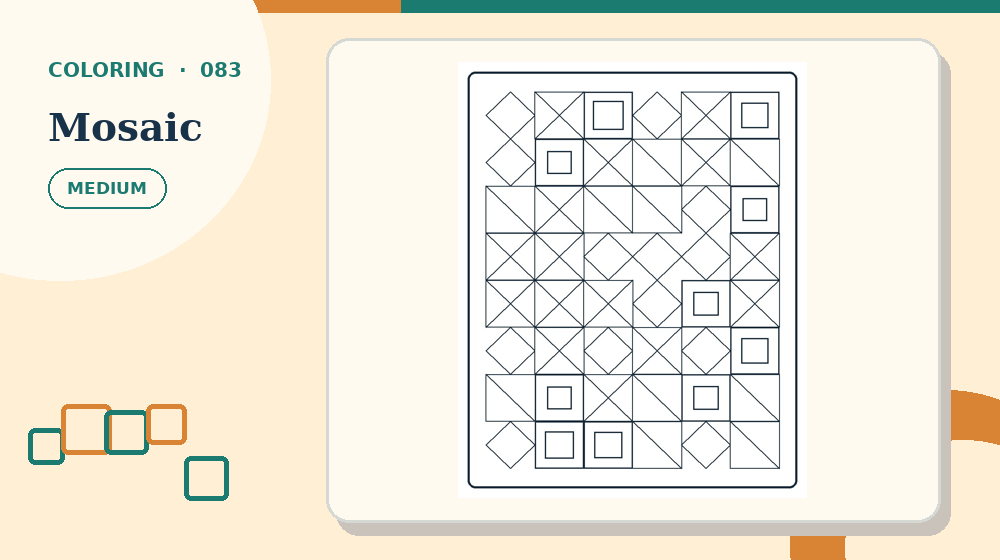 Actual mosaic Coloring Pages activity preview from this puzzle page