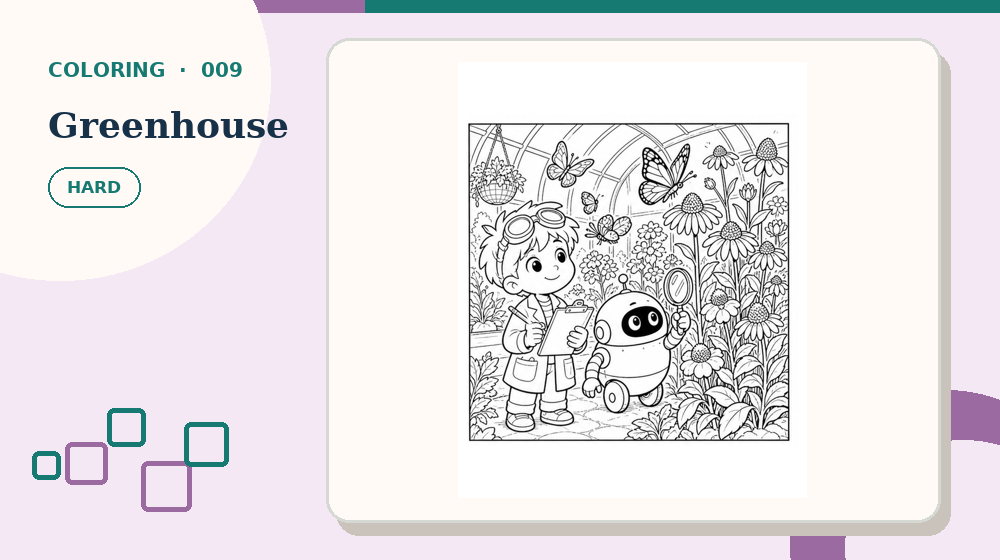Actual greenhouse Coloring Pages activity preview from this puzzle page