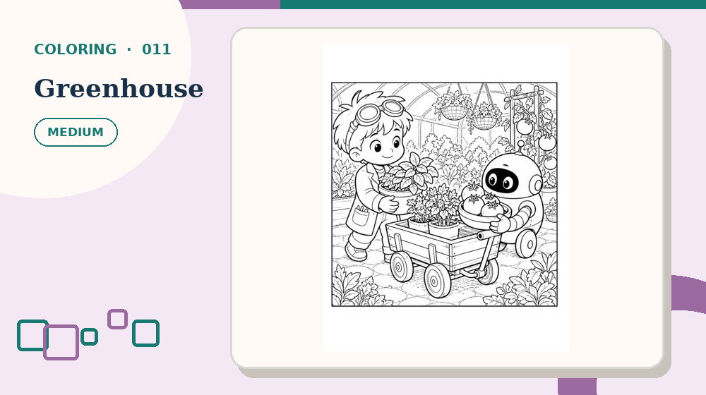 Actual greenhouse Coloring Pages activity preview from this puzzle page