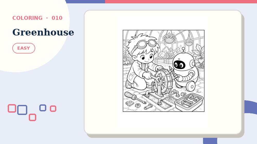 Actual greenhouse Coloring Pages activity preview from this puzzle page