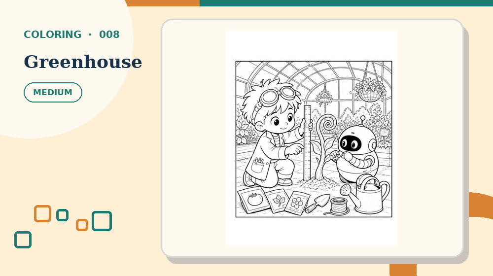 Actual greenhouse Coloring Pages activity preview from this puzzle page