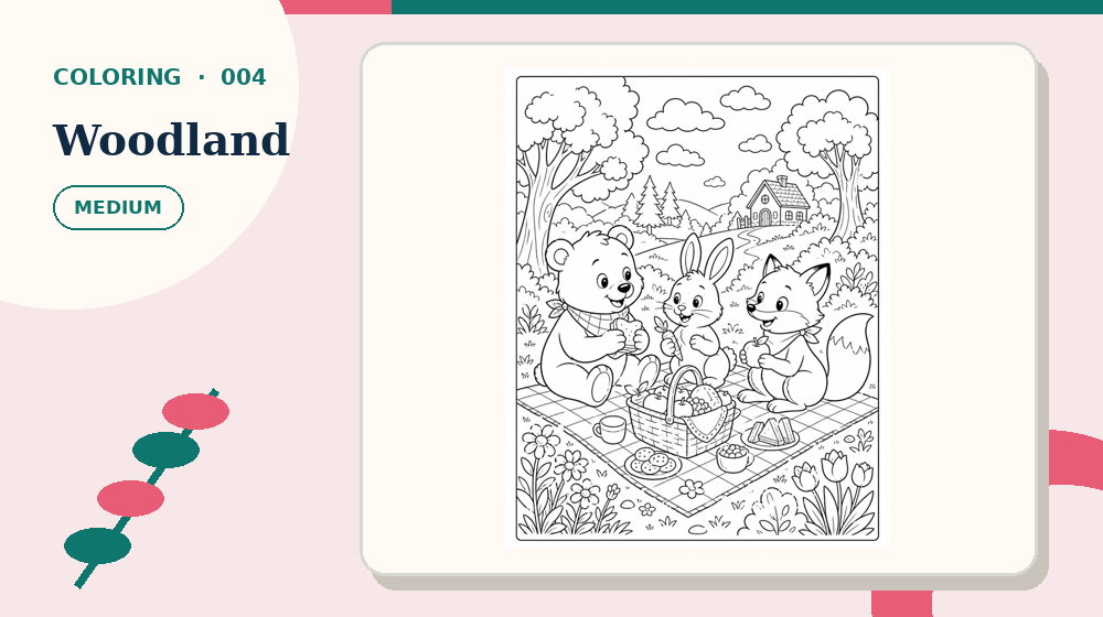 Actual woodland Coloring Pages activity preview from this puzzle page