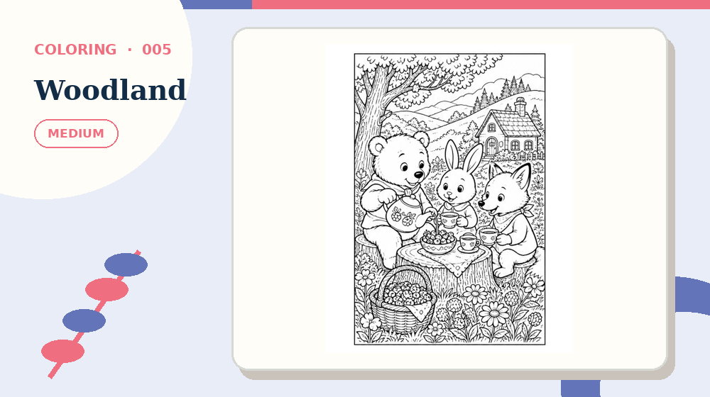 Actual woodland Coloring Pages activity preview from this puzzle page