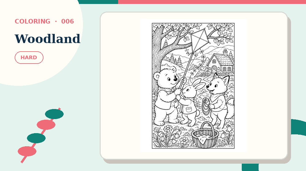Actual woodland Coloring Pages activity preview from this puzzle page