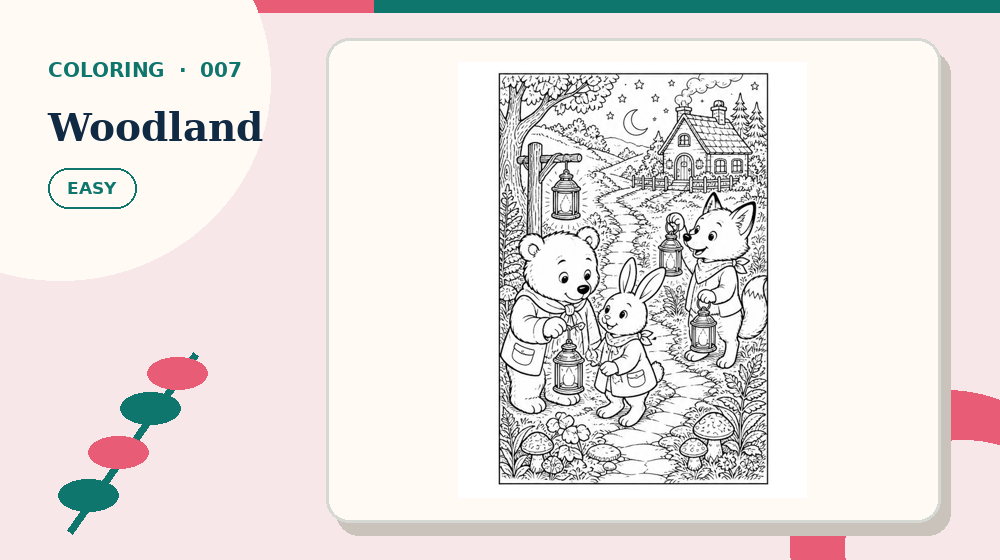 Actual woodland Coloring Pages activity preview from this puzzle page