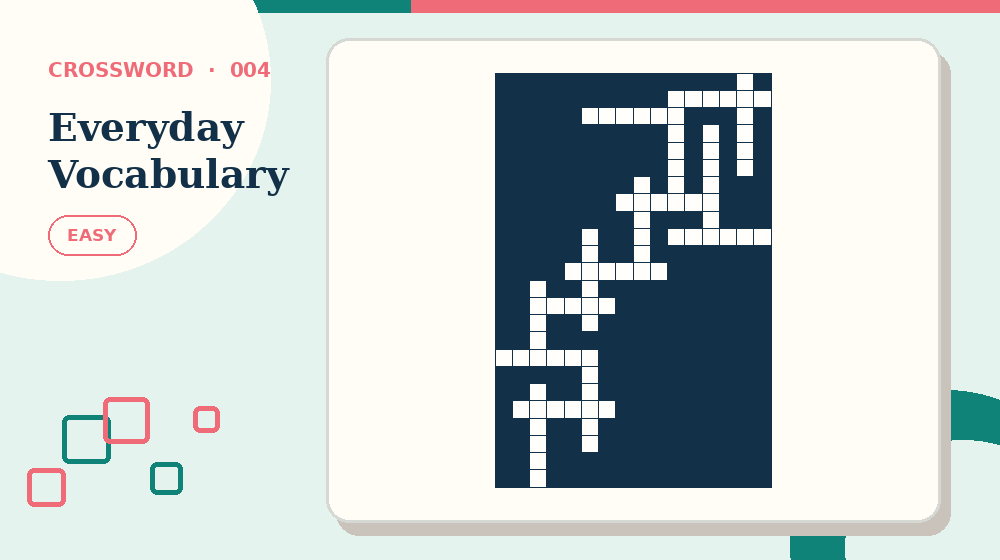 Actual everyday vocabulary Crossword activity preview from this puzzle page