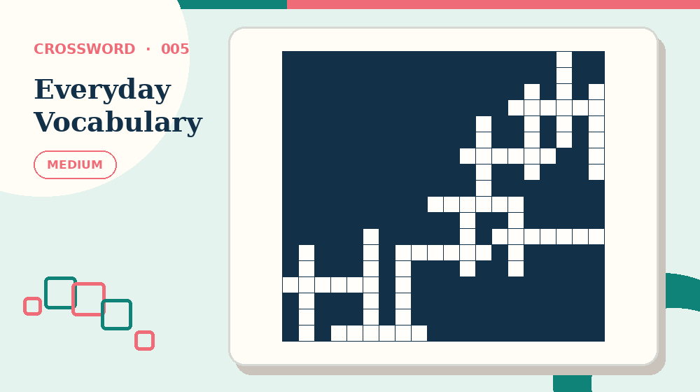 Actual everyday vocabulary Crossword activity preview from this puzzle page