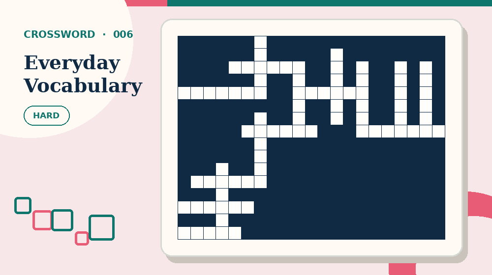 Actual everyday vocabulary Crossword activity preview from this puzzle page