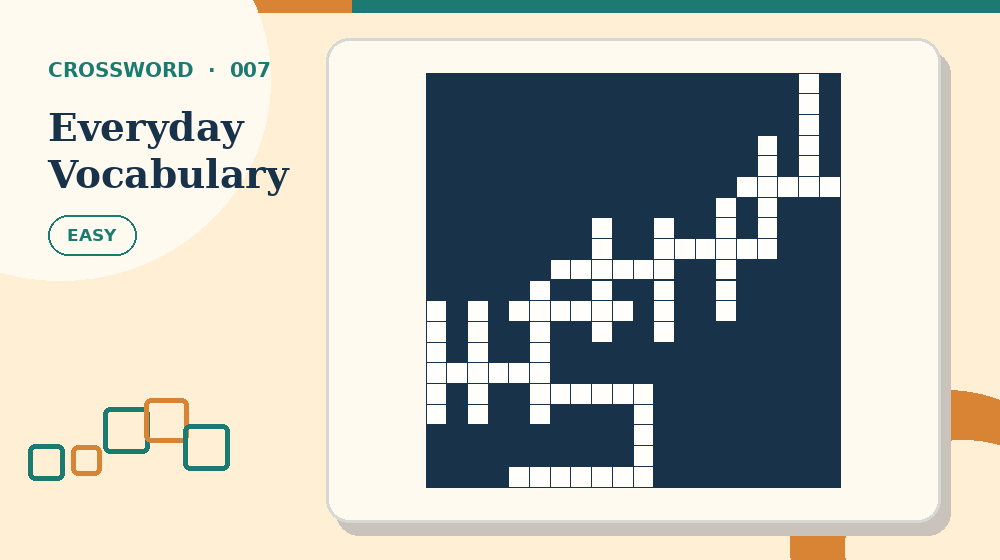 Actual everyday vocabulary Crossword activity preview from this puzzle page