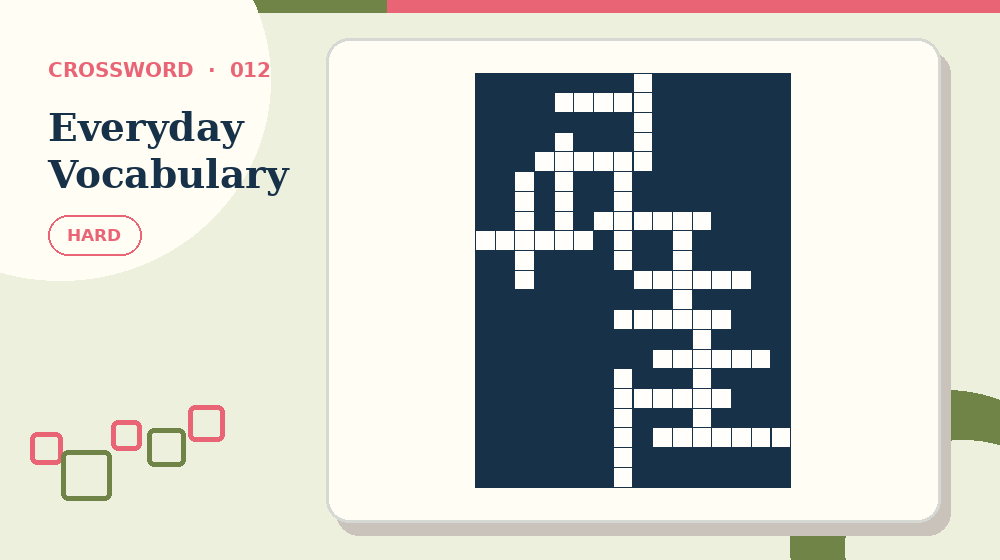 Actual everyday vocabulary Crossword activity preview from this puzzle page