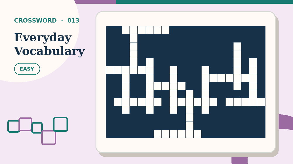 Actual everyday vocabulary Crossword activity preview from this puzzle page