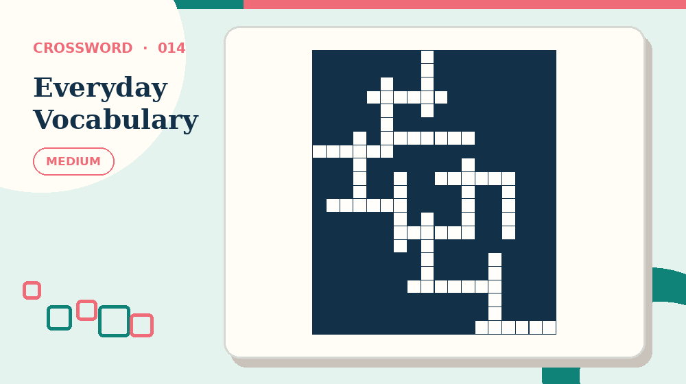 Actual everyday vocabulary Crossword activity preview from this puzzle page