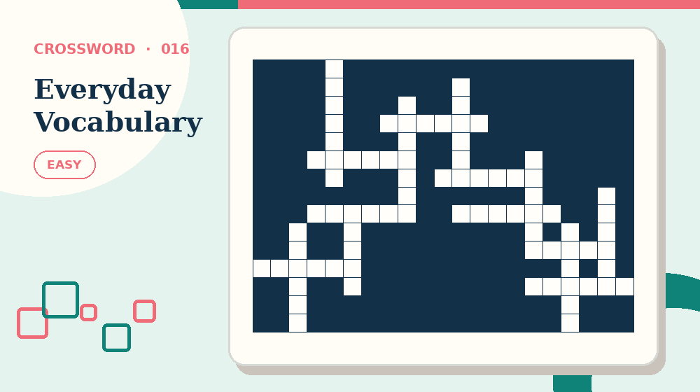Actual everyday vocabulary Crossword activity preview from this puzzle page