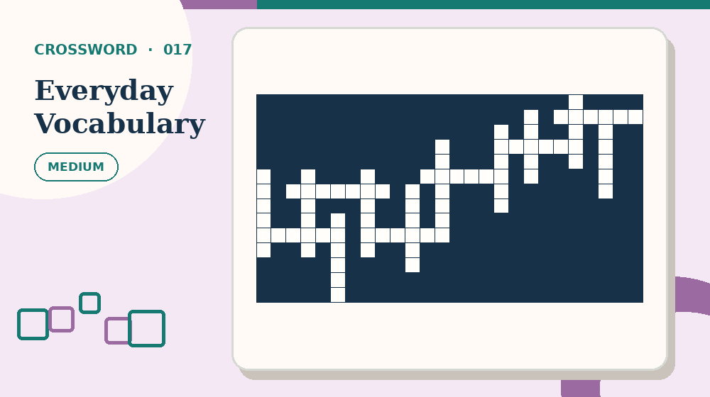 Actual everyday vocabulary Crossword activity preview from this puzzle page